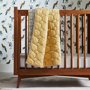 Honeycomb Toddler Quilt - Horseradish, Baby Bedding | West Elm