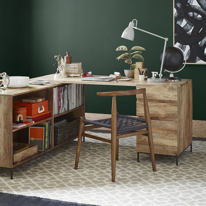 Industrial Modular Desk w/ File Cabinet & Bookcase | West Elm