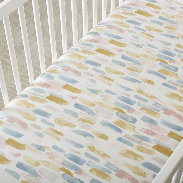 Organic Watercolor Dot Crib Fitted Sheet West Elm