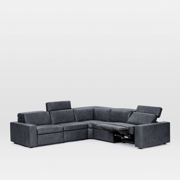 Enzo Leather 5Piece LShaped Reclining Sectional (114") West Elm