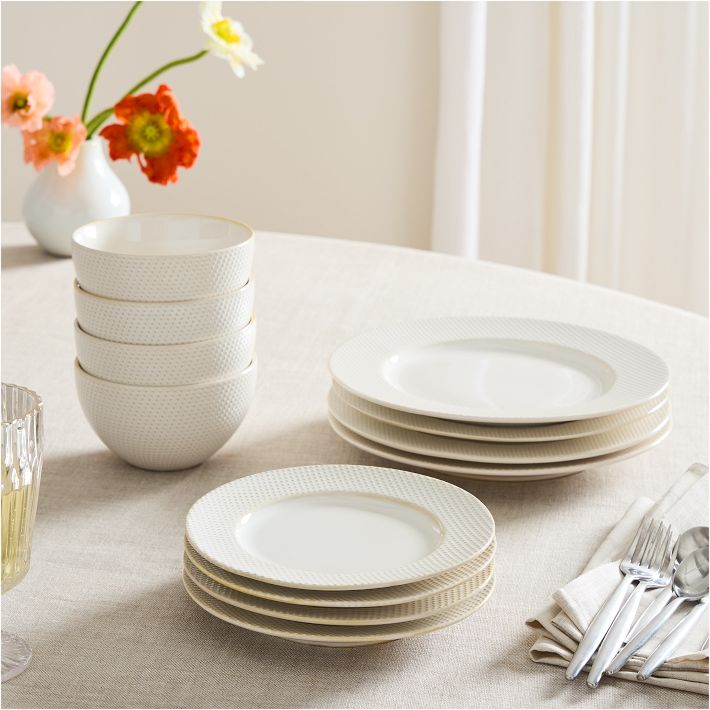 Textured Stoneware Dinner Plate Sets West Elm