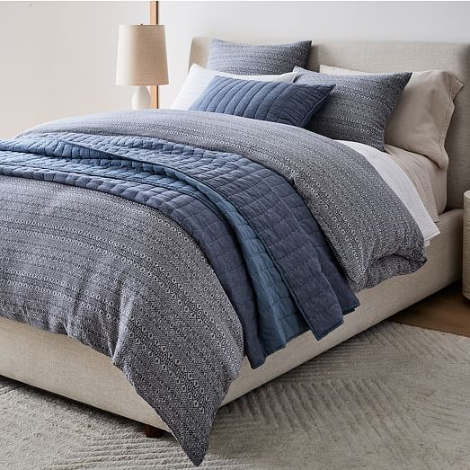 European Flax Linen Cotton Pick Stitch Quilt & Shams | West Elm