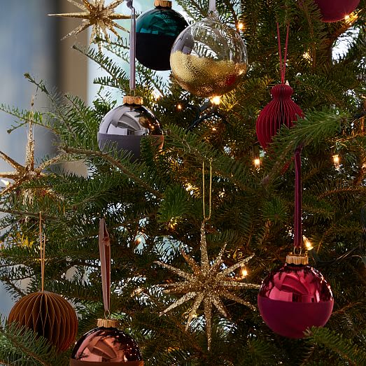 Flocked Tonal Glass Ball Ornaments Cool (Set of 3) West Elm