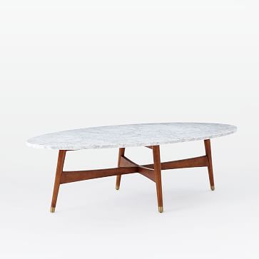 Reeve Mid-Century Oval Coffee Table - Marble Top | West Elm