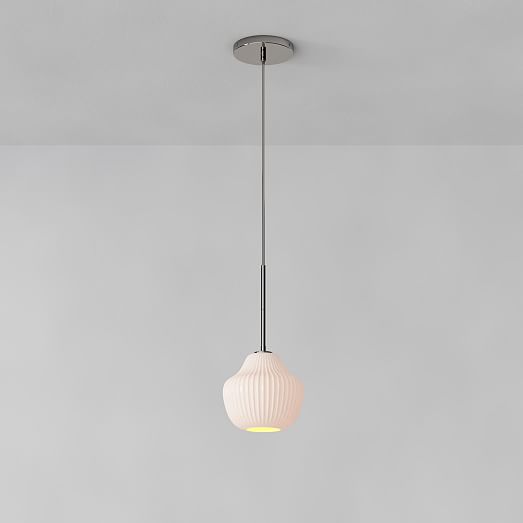 Sculptural Glass Ribbed Hardwired Pendant (7.5"12") West Elm