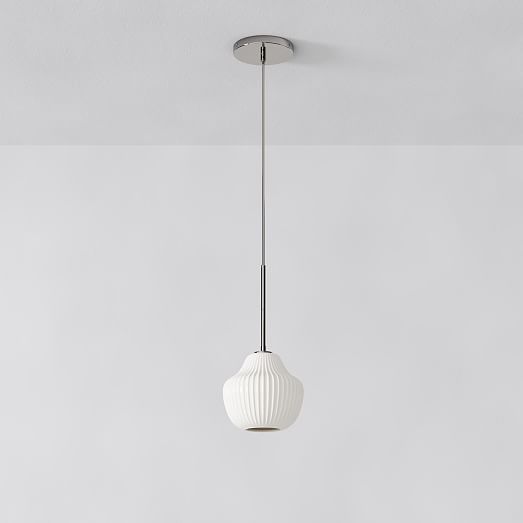 Sculptural Glass Ribbed Hardwired Pendant (7.5"12") West Elm