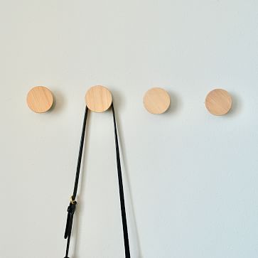 Modern Home by Bellver Wooden Round Wall Hooks - Set of 4 | West Elm