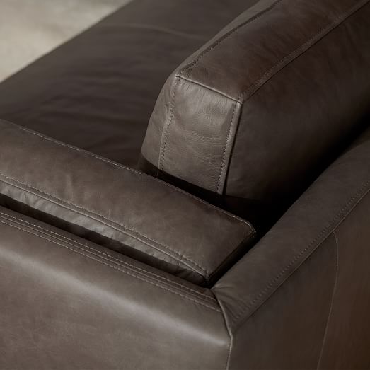 Anton Leather 2 Piece Terminal Chaise Sectional Wood Legs Sofa With