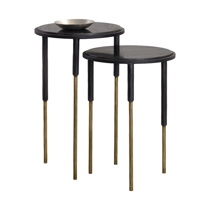 Marble & Wrought Iron Nesting Side Tables (15") West Elm