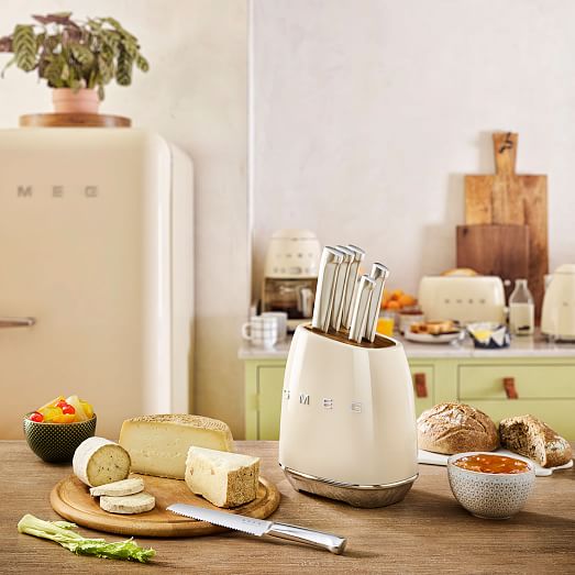Smeg Knife Block & Knives Set (Set of 7) West Elm