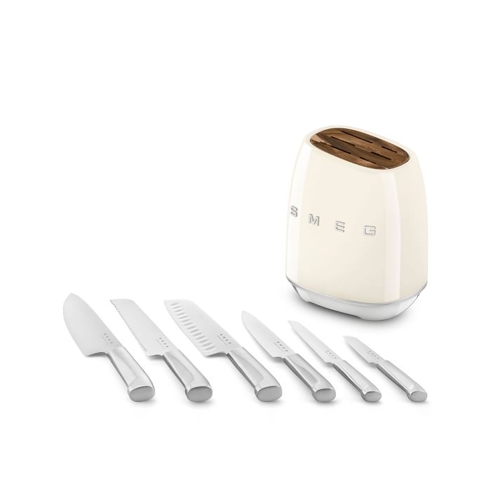 Smeg Knife Block & Knives Set (Set of 7) West Elm