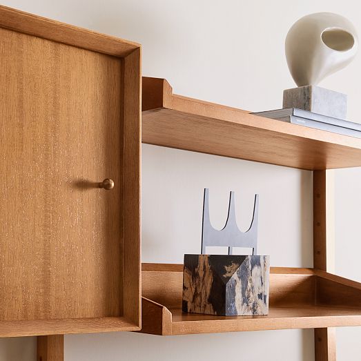 Mid-Century Modular Wall Desk w/ Cabinet & Bookcase Set | West Elm