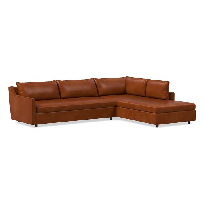 Easton Leather 2 Piece Terminal Chaise Sectional | Sofa With Chaise ...