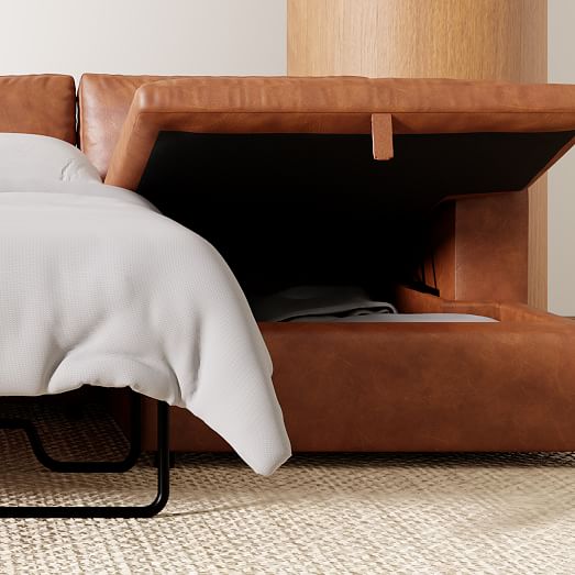 Harmony Modular Leather 2Piece Sleeper Sectional w/Storage Chaise (123