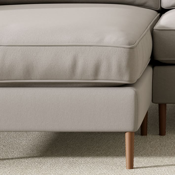 Harris Loft 2 Piece Chaise Sectional With Wood Legs Sofa With Chaise