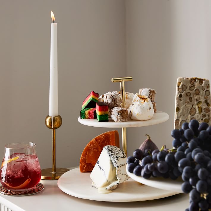 Madison Marble  Brass 2-Tier Cake Stand West Elm