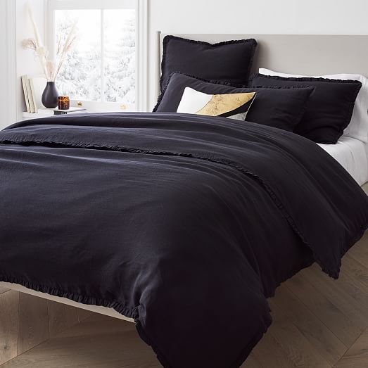 European Flax Linen Ruffle Duvet Cover & Shams West Elm