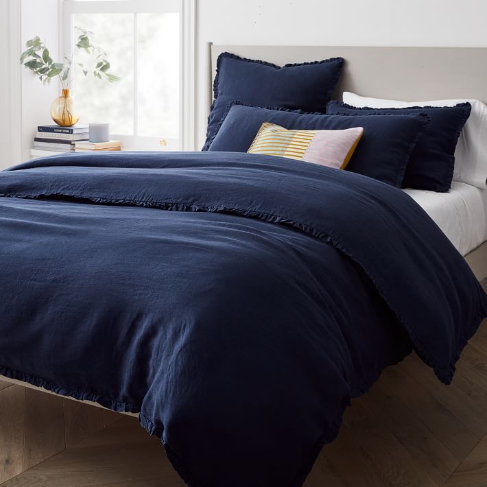 European Flax Linen Ruffle Duvet Cover & Shams West Elm
