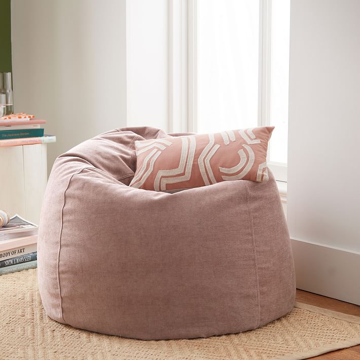 Distressed Velvet Bean Bag Chair West Elm
