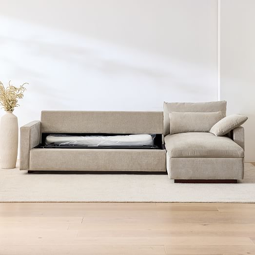 Harmony Sleeper Sectional W Storage Qs Sofa With Chaise West Elm