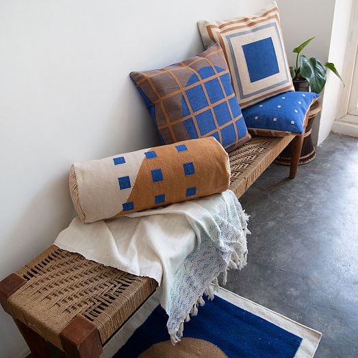 Leah Singh Squares Bolster Pillow Cover West Elm