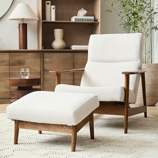 MidCentury Show Wood HighBack Chair & Ottoman Set West Elm