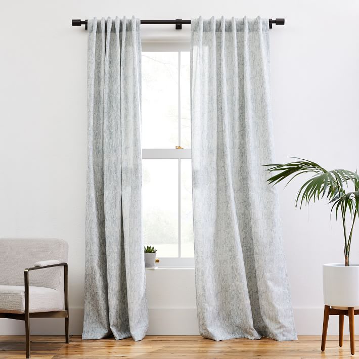 Open Box: Woodland Shine Jacquard Curtain - Silver Mist | West Elm