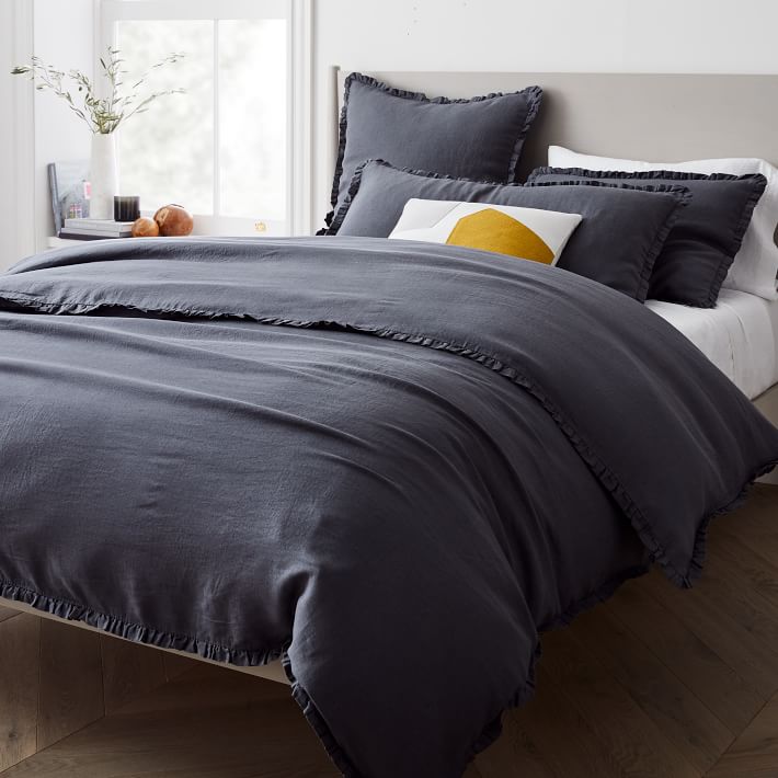 European Flax Linen Ruffle Duvet Cover & Shams West Elm