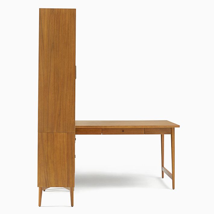 MidCentury Peninsula Desk w/ Open & Closed Hutches (105") West Elm
