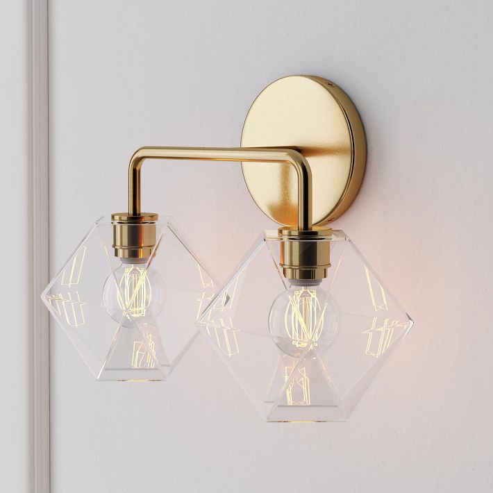 Sculptural 2-Light Faceted Sconce | West Elm