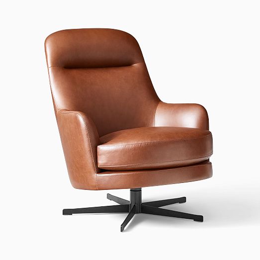Viv Leather HighBack Swivel Chair West Elm