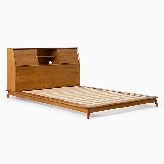 Mid-Century Headboard Storage Platform Bed | West Elm