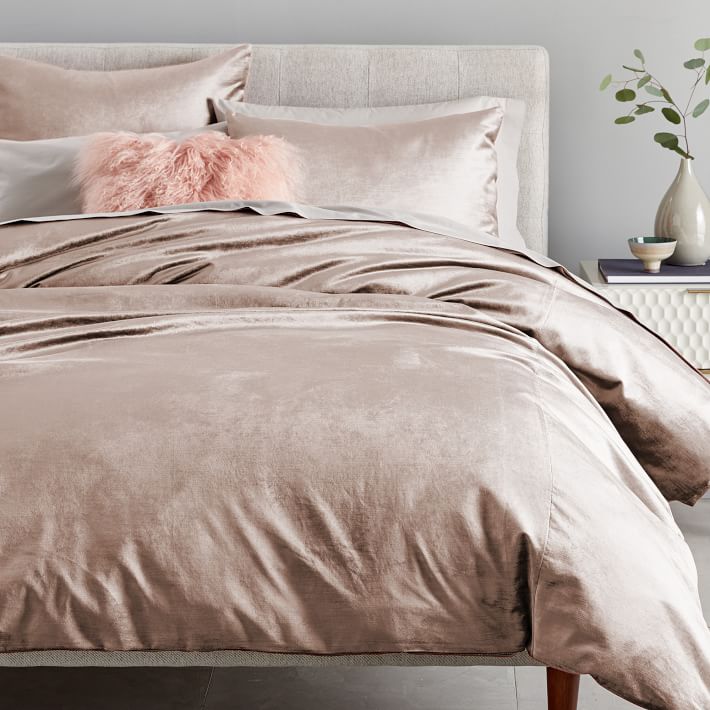 Washed Cotton Luster Velvet Duvet Cover & Shams