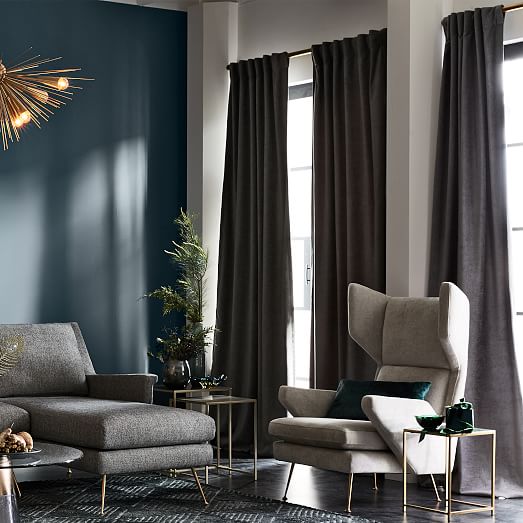 Worn Velvet Curtain - Metal | West Elm