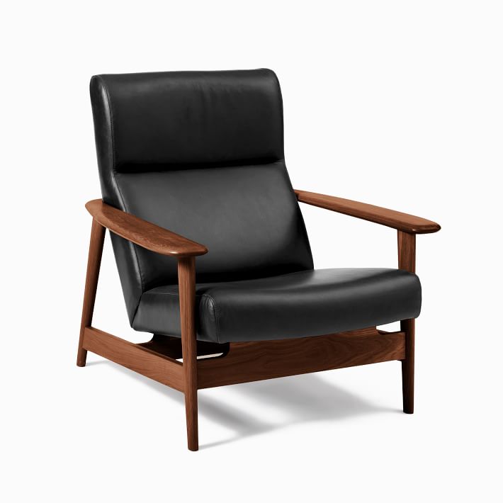 MidCentury Show Wood HighBack Leather Chair West Elm