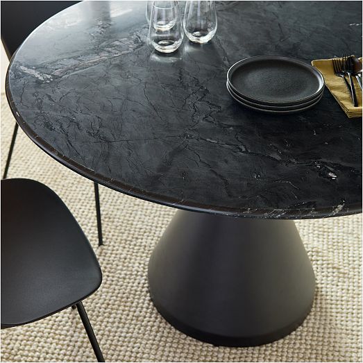 Silhouette Pedestal Marble Round Dining Table (44