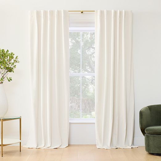 Cotton Velvet Curtain - Alabaster | West Elm