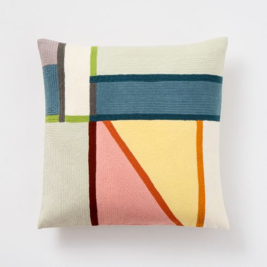 Crewel Geo Colorblock Pillow Cover West Elm