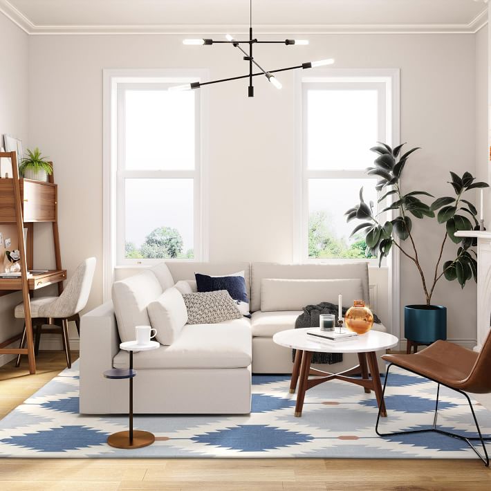 Phoenix Wool Dhurrie Rug Regal Blue West Elm