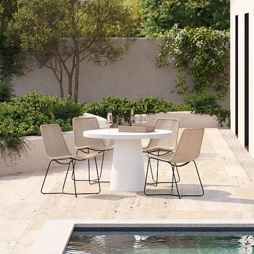 Concrete Indoor/Outdoor Pedestal Round Dining Table (32"–60") | West Elm