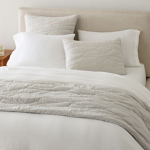 European Flax Linen Cotton Ripple Quilt & Shams | West Elm