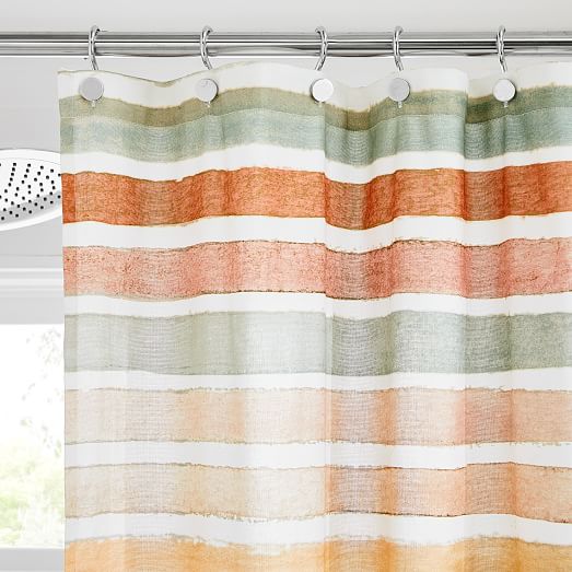 Watercolor Stripe Shower Curtain West Elm