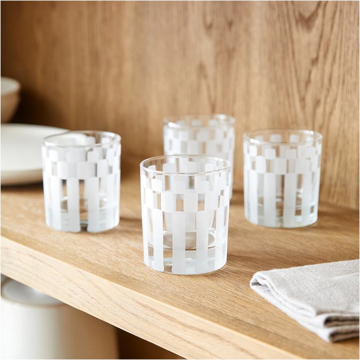 Checker Etched Double Old Fashioned Glasses West Elm