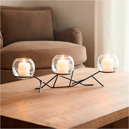 3Piece Glass Globe Candleholder West Elm