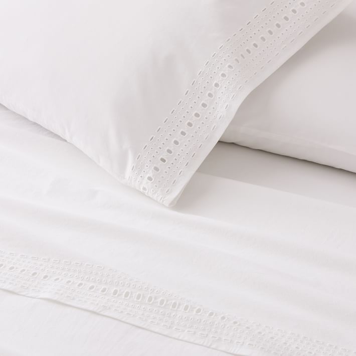 Organic Cotton Eyelet Sheet Set & Pillowcases West Elm