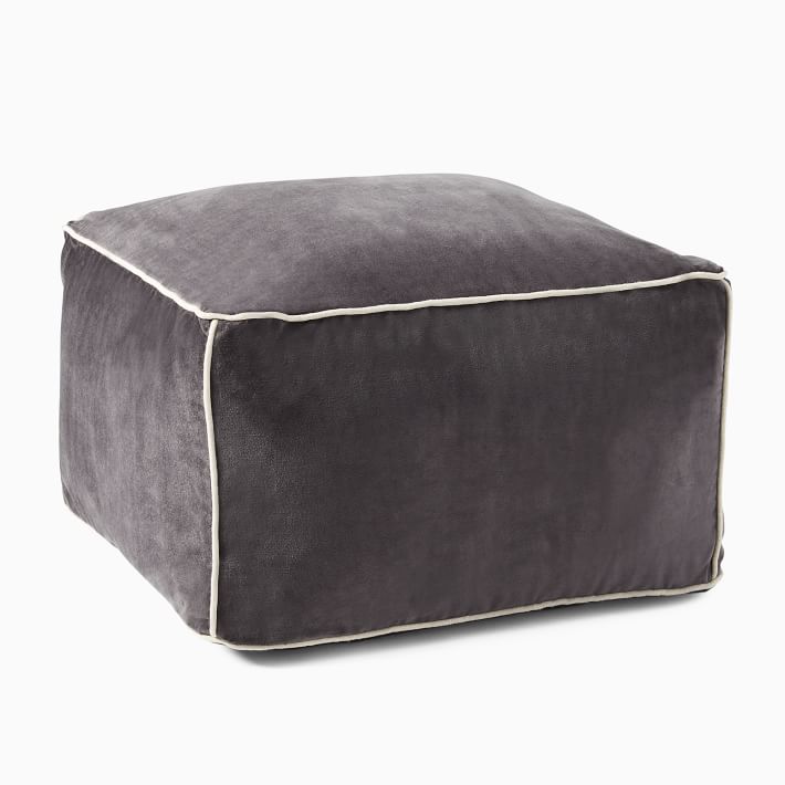 Cotton Velvet Pouf | West Elm