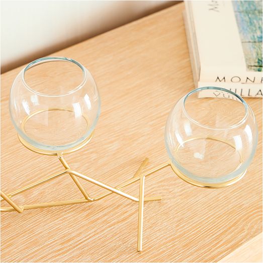 3 Piece Glass Globe Candleholder West Elm 