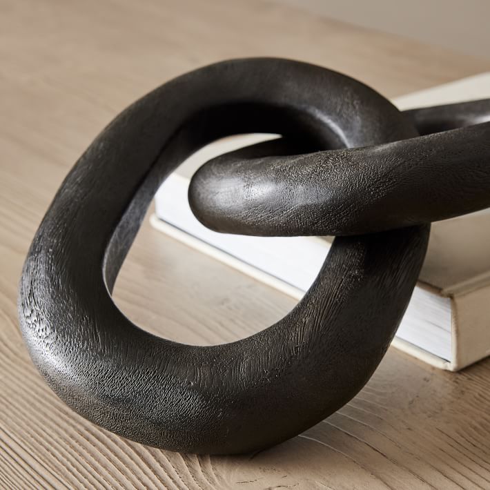 Blackened Wood Two Links Object | West Elm