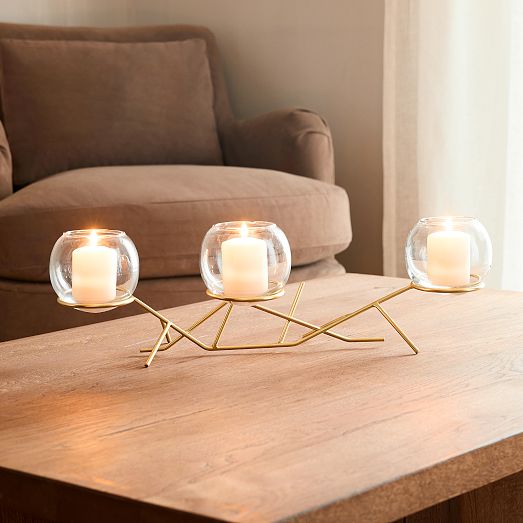 3Piece Glass Globe Candleholder West Elm