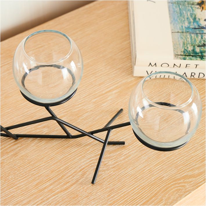 3 Piece Glass Globe Candleholder West Elm 7870